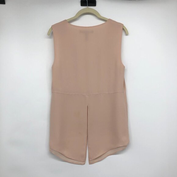 BCBGMaxAzria Light Peach Pink Mishelle Lace Insert V-Neck Chiffon Tank size XS - Picture 4 of 15